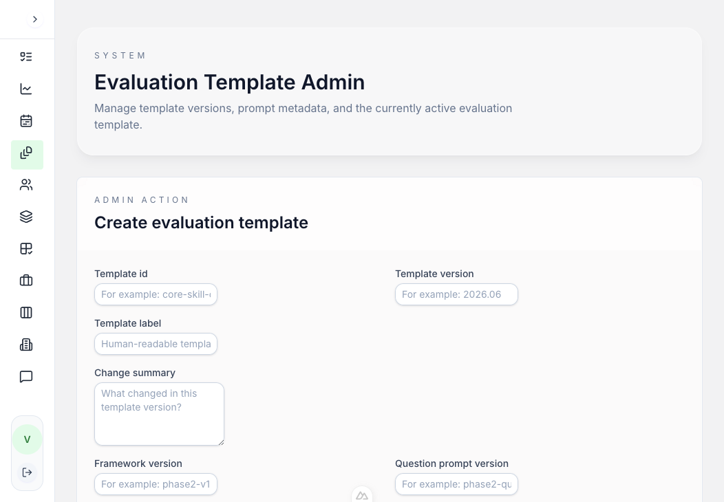 Evaluation Template Admin
